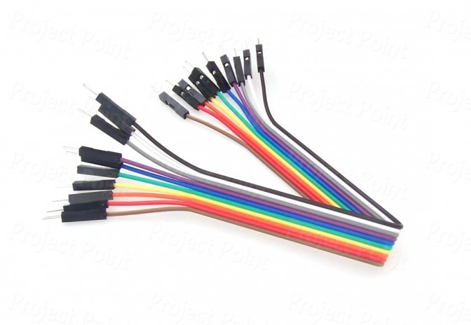 10cm Ribbon Cable Male to Male Jumper Wires - 10x1 (Min Order Quantity 1 pc for this Product)