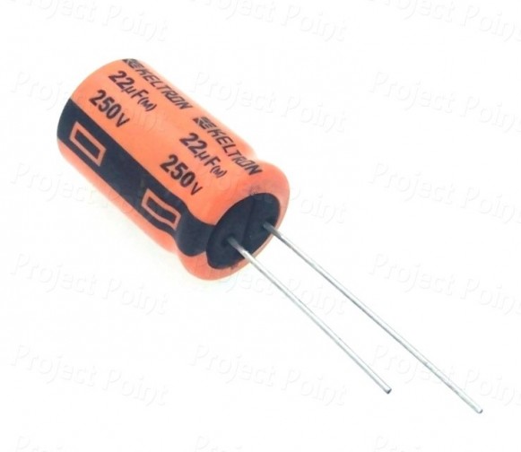 22uF 250V High Quality Electrolytic Capacitor - Keltron (Min Order Quantity 1 pc for this Product)