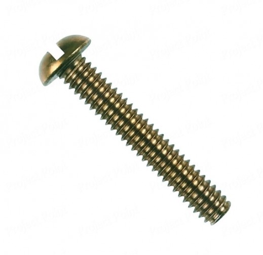 3/16" x 1.25" Round Head Machine Screw Medium Quality - Golden Plated (Min Order Quantity 1 pc for this Product)