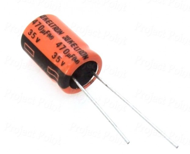 470uF 35V Electrolytic Capacitor - Keltron (Min Order Quantity 1 pc for this Product)