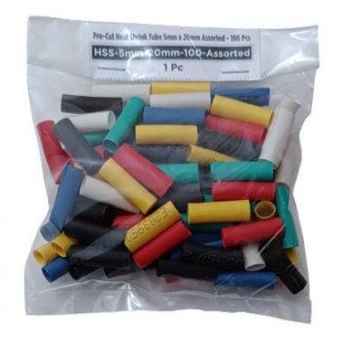 Pre-Cut Heat Shrink Tube 5mm x 20mm Assorted - 100 Pcs (Min Order Quantity 1 pc for this Product)