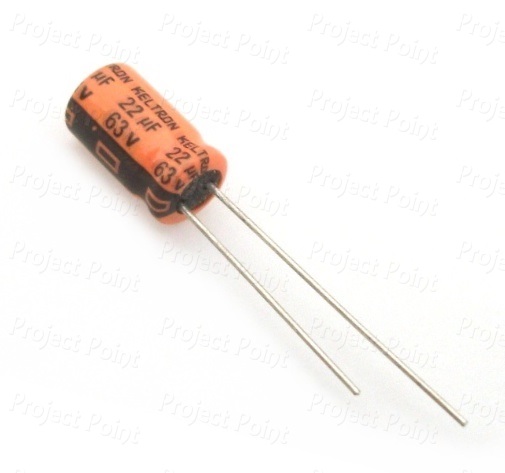22uF 63V Electrolytic Capacitor - Keltron (Min Order Quantity 1 pc for this Product)