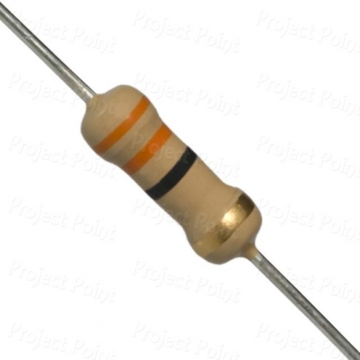 33 Ohm 0.5W Carbon Film Resistor 5% - Medium Quality (Min Order Quantity 1 pc for this Product)