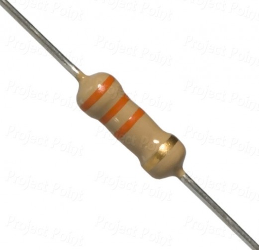 33K Ohm 0.5W Carbon Film Resistor 5% - Medium Quality (Min Order Quantity 1 pc for this Product)