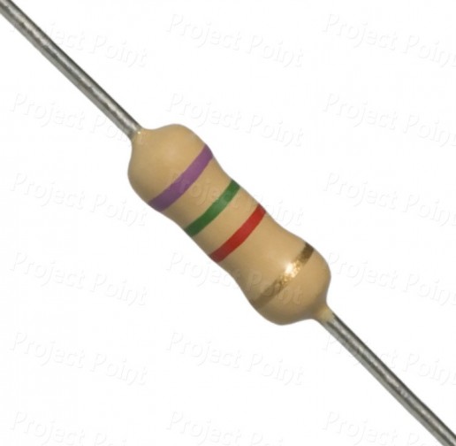 7.5K Ohm 0.5W Carbon Film Resistor 5% - Medium Quality (Min Order Quantity 1 pc for this Product)