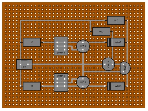 NAND Gate Using Diodes + Transistor on Dot Matrix PCB (Min Order Quantity 1 pc for this Product)