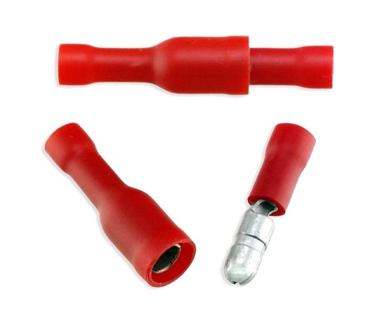 Fully Insulated Bullet Crimp Connectors Male+Female - Red (Min Order Quantity 1 pc for this Product)