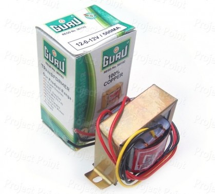 12V-0-12V 500mA High Quality Guru Transformer (Min Order Quantity 1pc for this Product)