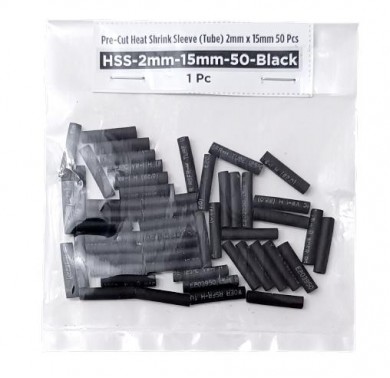 Pre-Cut Heat Shrink Tube 2mm x 15mm Black - 50 Pcs (Min Order Quantity 1 pc for this Product)