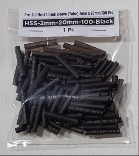 Pre-Cut Heat Shrink Tube 2mm x 20mm Black - 100pcs (Min Order Quantity 1 pac for this Product)