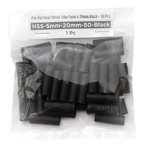 Pre-Cut Heat Shrink Tube 5mm x 20mm Black - 50pcs (Min Order Quantity 1 pac for this Product)