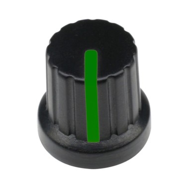 12mm Black Plastic Knob With Green Pointer (Min Order Quantity 1 pc for this Product)