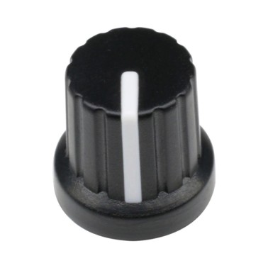 12mm Black Plastic Knob With White Pointer (Min Order Quantity 1 pc for this Product)