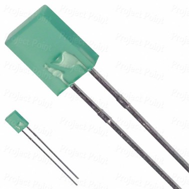 2mm x 5mm Rectangular with Flat Top Green LED (Min Order Quantity 1 pc for this Product)