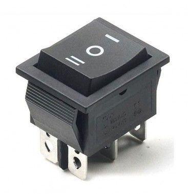 15A-16A Double Pole Center-Off Rocker Switch - Black (Min Order Quantity 1 pc for this Product)