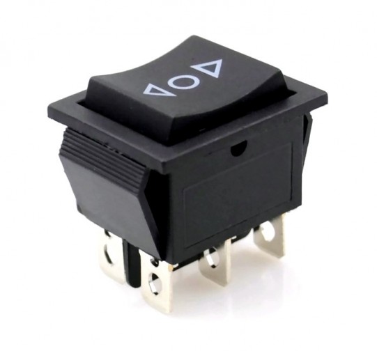 16A Double Pole Center-Off Momentary Rocker Switch - Black (Min Order Quantity 1 pc for this Product)