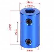 5mm to 8mm Bore Rigid Coupling - Aluminum Shaft Coupler Blue