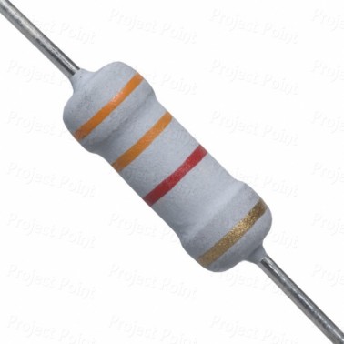 3.3K Ohm 1W Flameproof Metal Oxide Resistor - Medium Quality (Min Order Quantity 1 pc for this Product)