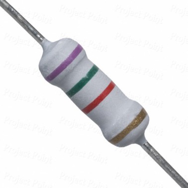 7.5K Ohm 1W Flameproof Metal Oxide Resistor - Medium Quality (Min Order Quantity 1 pc for this Product)