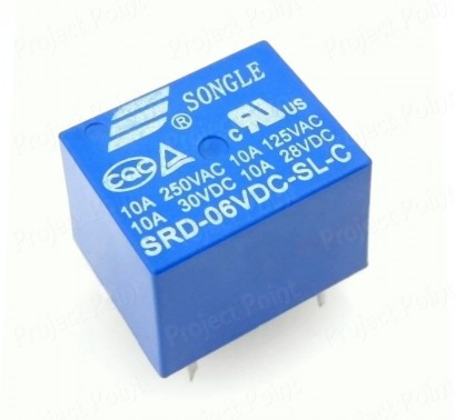 Relay 6V 10A 5-Pin PCB Type - Songle (Min Order Quantity 1 pc for this Product)