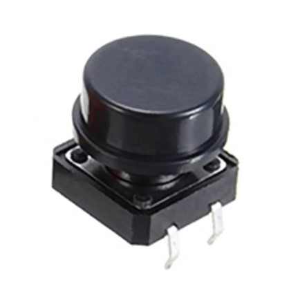 4-Pin 12mm Square Push Button Tact Switch with Black Knob (Min Order Quantity 1 pc for this Product)