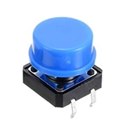 4-Pin 12mm Square Push Button Tact Switch with Blue Knob (Min Order Quantity 1 pc for this Product)