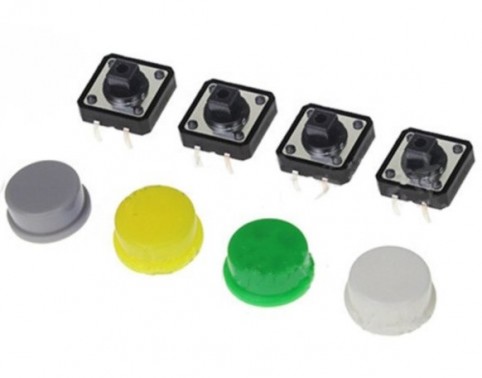 4-Pin 12mm Square Push Button Tact Switch with Knob (Min Order Quantity 1 pc for this Product)