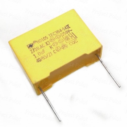 1uF 275VAC Class X2 Box Type Capacitor (Min Order Quantity 1 pc for this Product)