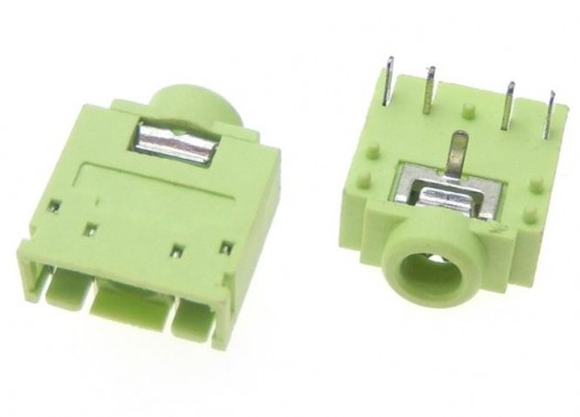 3.5mm Stereo Female Switched Socket - 5 Pin Green (Min Order Quantity 1 pc for this Product)